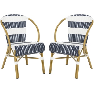 Aquina Outdoor Striped French Bistro Side Chair - Set of 2