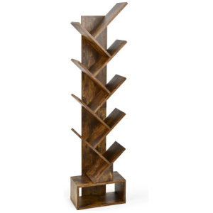 10-tier Tree Bookshelf with Drawer Free-standing Storage Bookcase