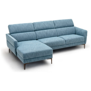 105 Inch L-Shaped Sofa Couch with 3 Adjustable Headrests-Blue