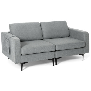 1/2/3/4-Seat Convertible Sectional Sofa with Reversible Ottoman-2-Seat