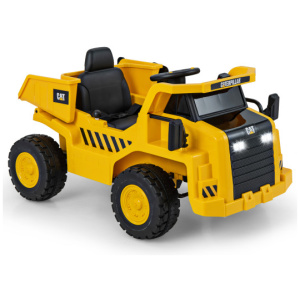 12V Caterpillar Licensed Kids Ride on Dump Truck with Tiltable Bump Bed-Yellow