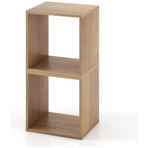 2 Cubes Stackable Bookcase for Living Room and Study-Natural