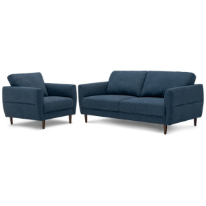 2 Pieces Upholstered Sofa Set with Removable Cushion Covers-Navy