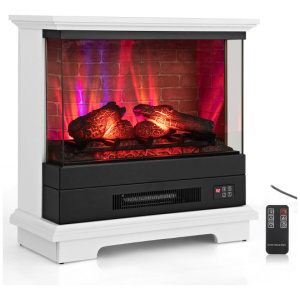 27 Inch Freestanding Fireplace with Remote Control-White