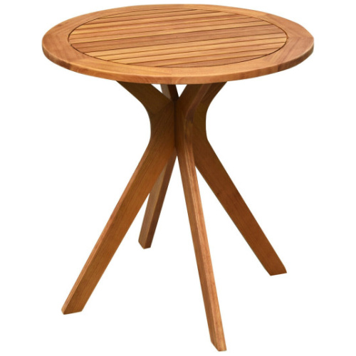 27 Inch Outdoor Round Solid Wood Coffee Side Bistro Table