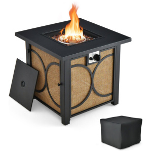 28 Inch 50000 BTU Outdoor Square Fire Pit Table with Cover