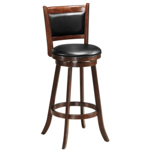 29 Inch Swivel Bar Height Stool Wooden Upholstered Dining Chair