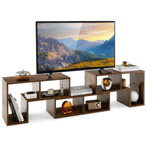 3 Pieces Console TV Stand for TVs up to 65 Inch with Shelves-Brown