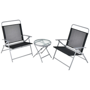 3 Pieces Patio Folding Chair Set Outdoor Metal Conversation Set