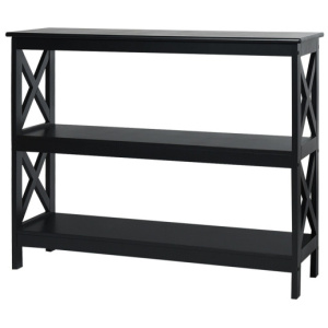 3-Tier Console X-Design Sofa Side Accent Table-Black