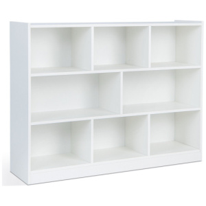 3-Tier Open Bookcase 8-Cube Floor Standing Storage Shelves Display Cabinet-White