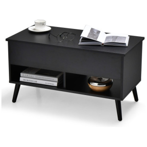 31.5 Inch Lift Top Coffee Table with Hidden Compartment and 2 Storage Shelves-Black