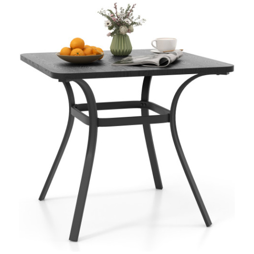 32 Inch Patio Dining Table Metal Square Table for Dining with 4 Curved Legs-Gray