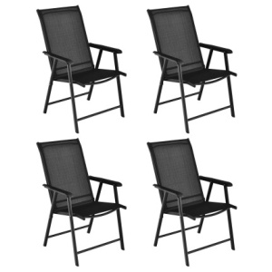 4-Pack Patio Folding Chairs Portable for Outdoor Camping-Black