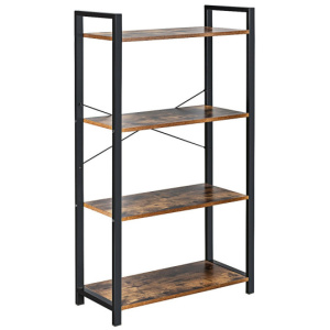 4-Tier Rustic Bookshelf Industrial Bookcase Diaplay Shelf Storage Rack-Brown