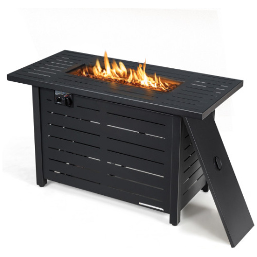 42 Inch 60, 000 BTU Rectangular Propane Fire Pit Table with Waterproof Cover