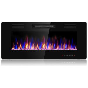 42 Inch Recessed Ultra Thin Electric Fireplace with Timer