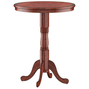 42 Inch Wooden Round Pub Pedestal Side Table with Chessboard