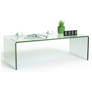 42 x 19.7 Inch Clear Tempered Glass Coffee Table with Rounded Edges-Transparent