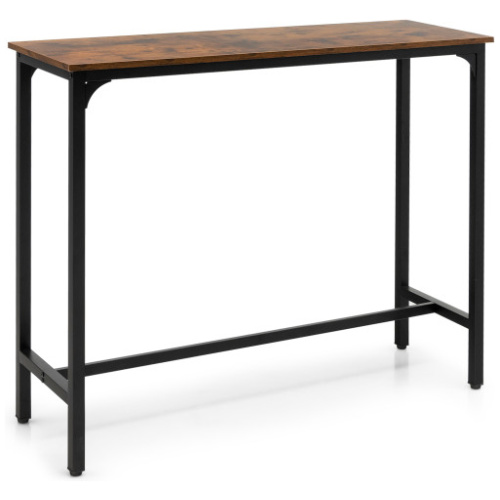 48 Inch Industrial Pub Dining Table with Steel Frame-Rustic Brown