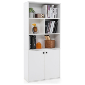 5-Tier Freestanding Bookcase with Open Cubes and Adjustable Shelf-White