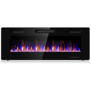 50 Inch Recessed Ultra Thin Electric Fireplace with Timer