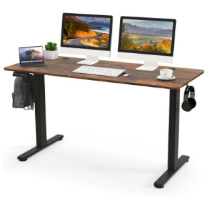 55 x 24 Inches Sit Stand Home Office Desk with 3 Memory Height Settings-Rustic Brown