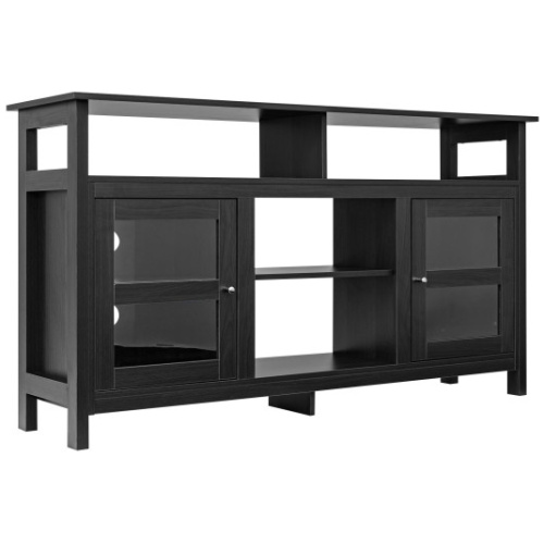 58 Inch TV Stand Entertainment Console Center with 2 Cabinets-Black