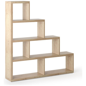 6 Cubes Ladder Shelf Corner Bookshelf Storage Bookcase-Natural