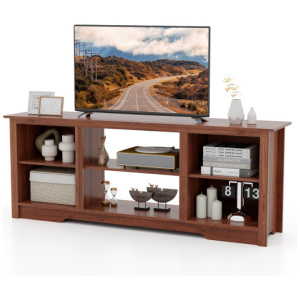 70 Inch TV Stand for up to 75 Inch Flat Screen TVs with Adjustable Shelves-Walnut