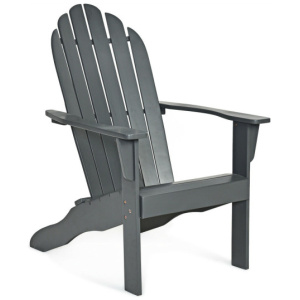 Acacia Wood Outdoor Adirondack Chair with Ergonomic Design-Gray