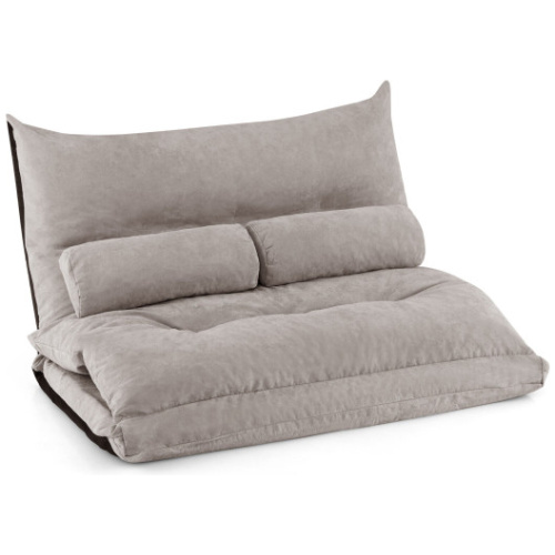 Adjustable Floor Sofa Bed with 2 Lumbar Pillows-Gray