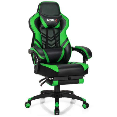 Adjustable Gaming Chair with Footrest for Home Office-Green