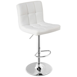 Adjustable Swivel Bar Stool with PU Leather-White