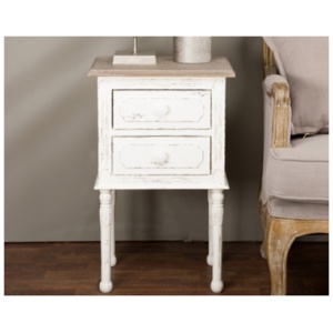 Anjou Traditional French Accent Nightstand, White/Light Brown