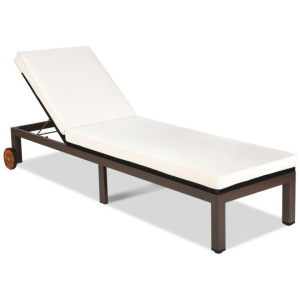 Back Adjustable Cushioned Patio Rattan Lounge Chair