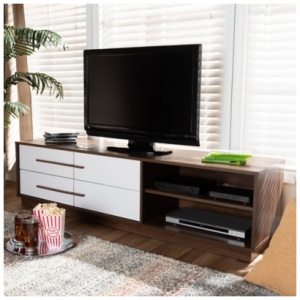 "Baxton Studio 63" TV Stand", White/Brown