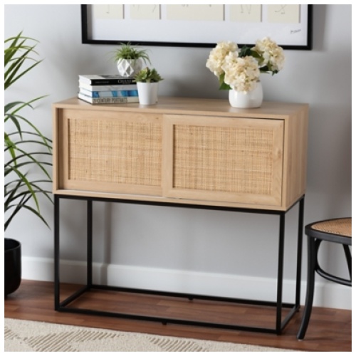 Baxton Studio Amelia Sideboard Buffet, Natural Brown/Black