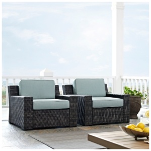 Beaufort 2 Piece Outdoor Wicker Chair Set, Mist