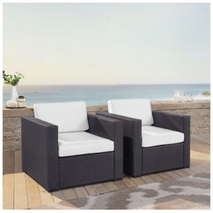 Biscayne 2 Piece Outdoor Wicker Chair Set, White