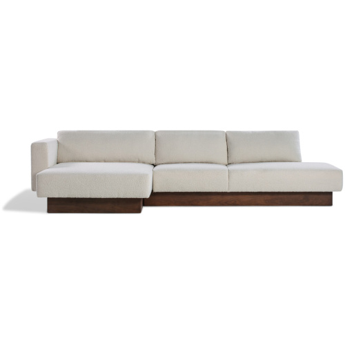 Brady 128" Fabric Sofa Sectional Left, Blanc Boucle