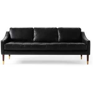 Brando 74" Leather Sofa, Napoli Black