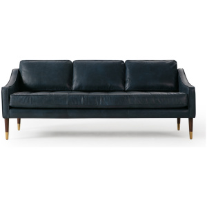 Brando 74" Leather Sofa, Napoli Blue