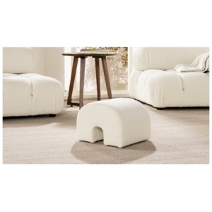 Bridge Arched Boucle Ottoman, Ivory White