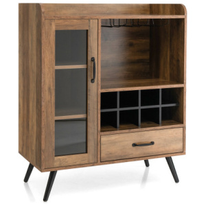 Buffet Sideboard with Removable Wine Rack and Glass Holder-Rustic Brown