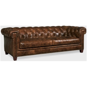 Chester Button-Tufted Leather Sofa - 95"