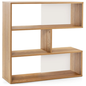 Concave Bookshelf 3-Shelf Open Bookcase with Anti-Toppling Device for Living Room Study Office