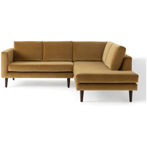 Dominique 89" Fabric Sofa Sectional Right, Merigold Velvet