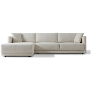 Domus 115" Fabric Sofa Sectional Left, Blanc Boucle