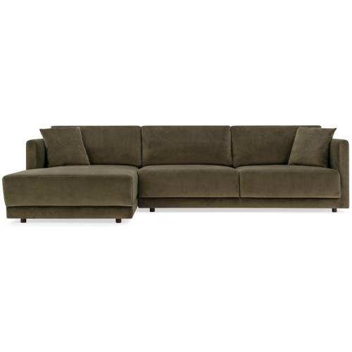 Domus 115" Fabric Sofa Sectional Left, Sage Velvet